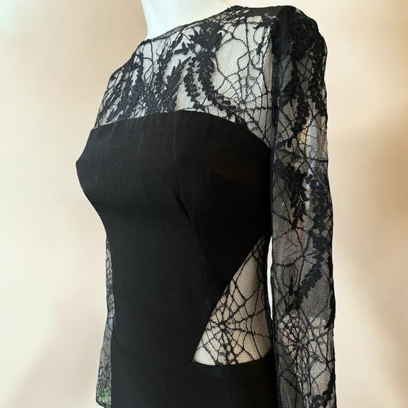 Y2K Julian Joyce Mandalay Goth Spider Web Lace Long Sleeve Dress Halloween Gown - Picture 3 of 9